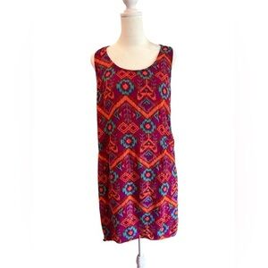 Small Kavu high low racer back dress Aztec orange red boho print hippie